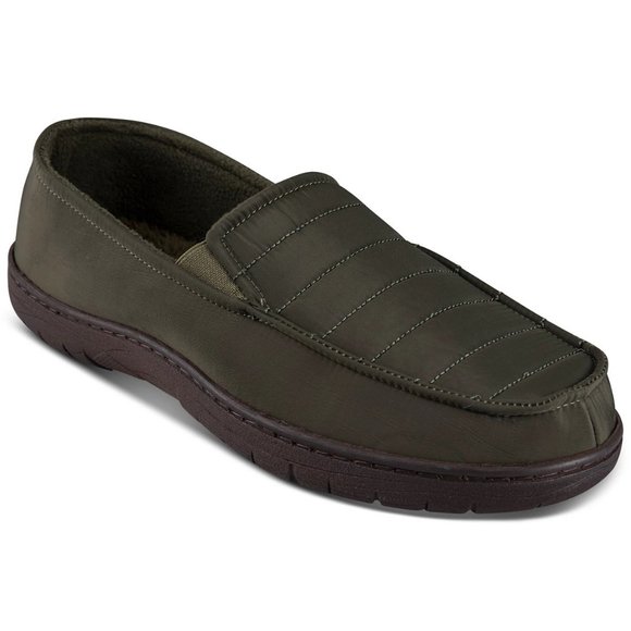 Haggar Men's Venetian Quilted Nylon Olive Slippers Size: XL(11-12) New in Box - Picture 1 of 6